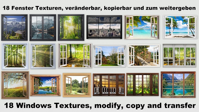 18 Fenster Texturen , modify, copy and transfer Version