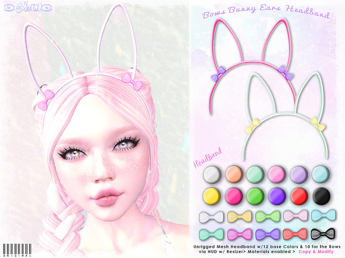 [ bubble ] Bows Bunny Ears Headband