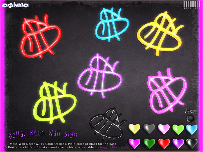 [ bubble ] Dollar Neon Wall Sign