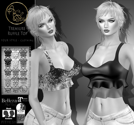 DEMO***ArisArisB&W~Treasure Ruffle Top-CUSTOM HUD