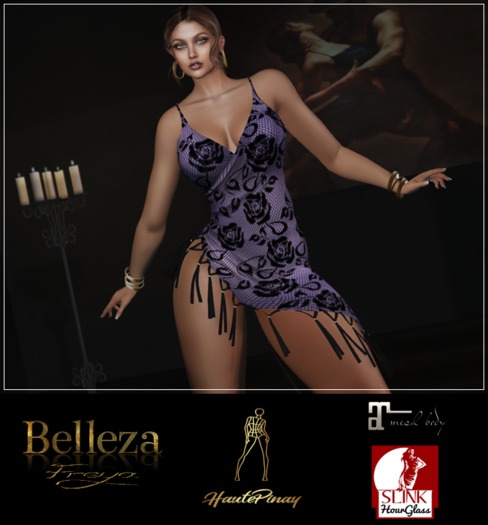HautePinay Tango Dress I [SPANISH ROSES PURPLE]