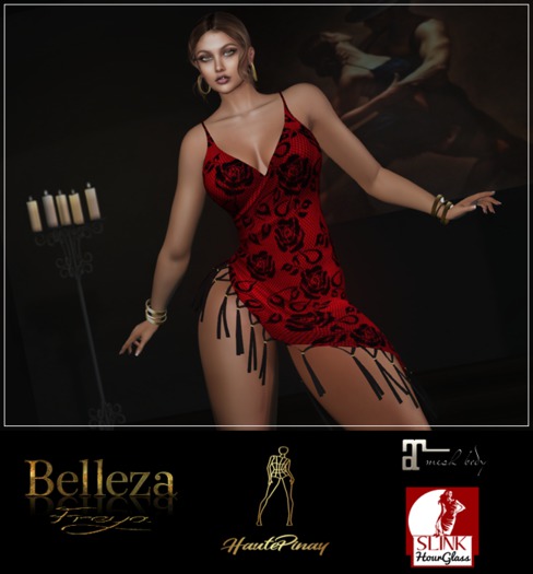 HautePinay Tango Dress I [SPANISH ROSES RED]