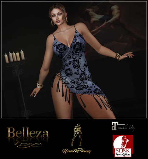 HautePinay Tango Dress I [SPANISH ROSES BLUE]