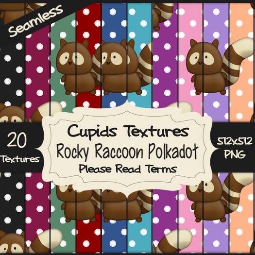*Cupids Textures * 20 ROCKY RACCOON POLKADOTS