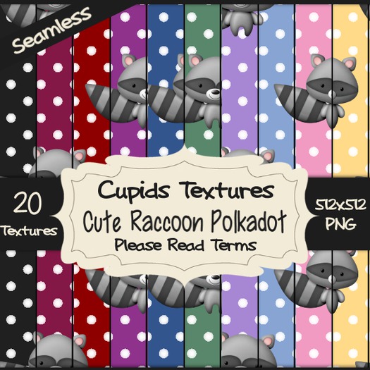 *Cupids Textures * 20 CUTE RACCOON POLKADOTS