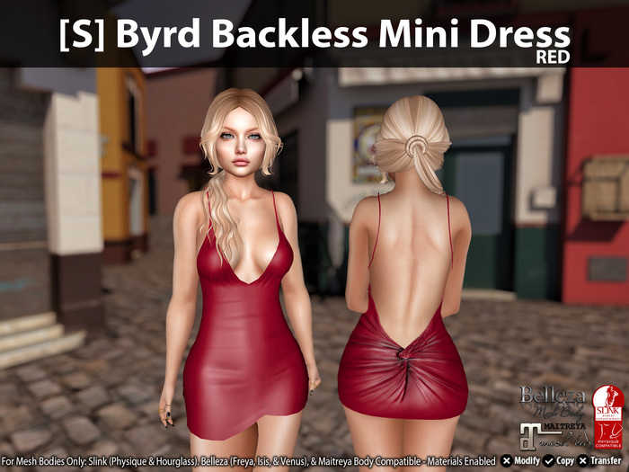 [S] Byrd Backless Mini Dress Red