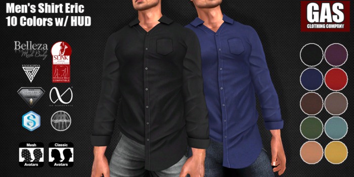GAS [Men's Shirt Eric - 10 Colors w/HUD FATPACK] Demo
