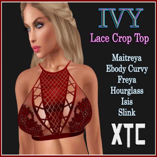XTC IVY Lace Crop Top -Red