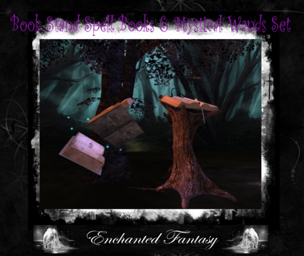Dark Forest Stand Spell Books & Mystical Wands Set