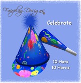 ~Set of 10 CeLeBrAtE Party Hats & Horns~