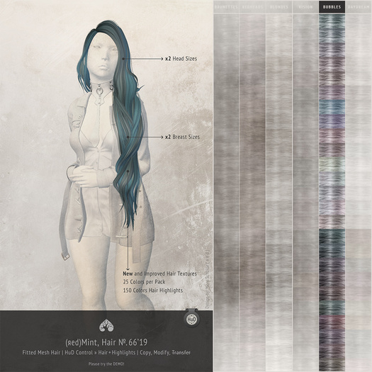 (r)M Hair Nº.66'19 (Bubbles) » Fitted Mesh Hair