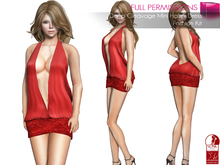 Meli Imako Full Perm Slink Hourglass Female Deep Cleavage Mini Halter Dress