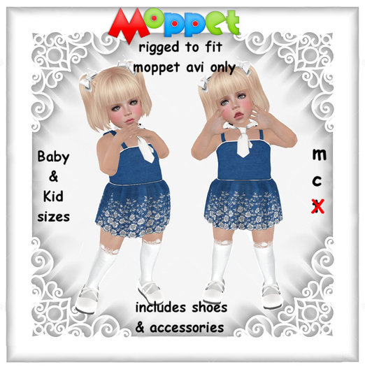 Moppet  Denim Embroidered Sundress Set