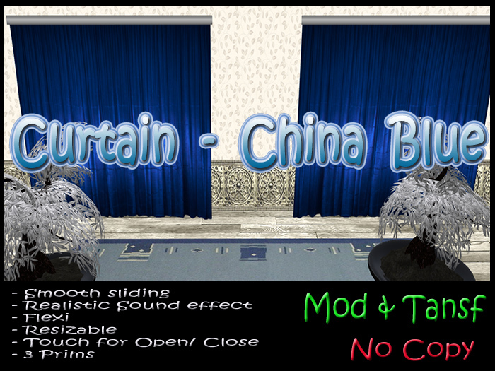 CURTAIN -  China Blue Silk - 011 -