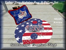 Labor Day Circular Rug & Ruffled Pillow Mesh Set