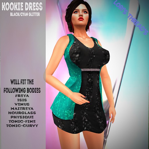 [L.T] Kookie Dress - Black/Cyan (REZ ME)