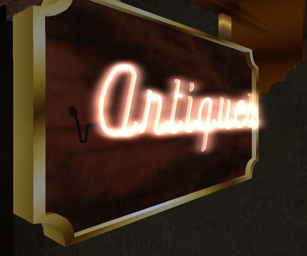 Antique Shop Neon Hanging Sign Box