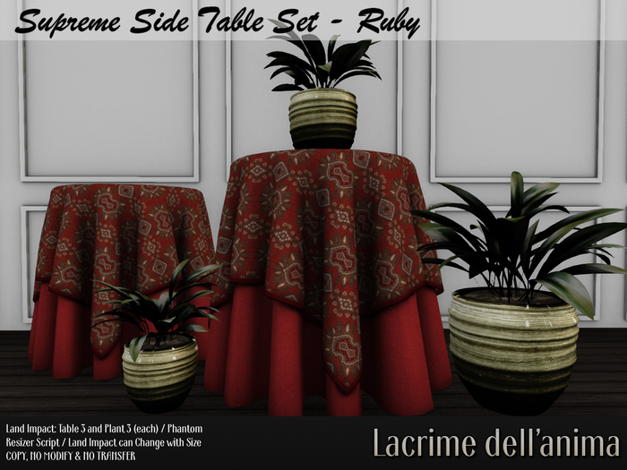 Supreme Side Table Set - Ruby
