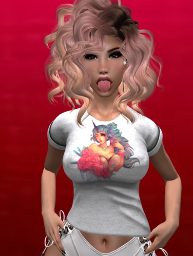 HORN N ROSES MIDRIFF TEE (ADD TO UNPACK)