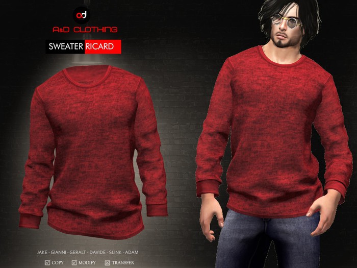 A&D Clothing - Sweater -Ricard- Red