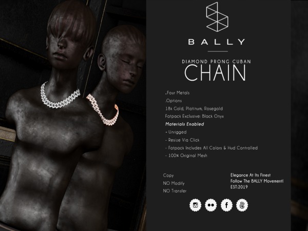 'BALLY' Diamond Prong Cuban Fatpack