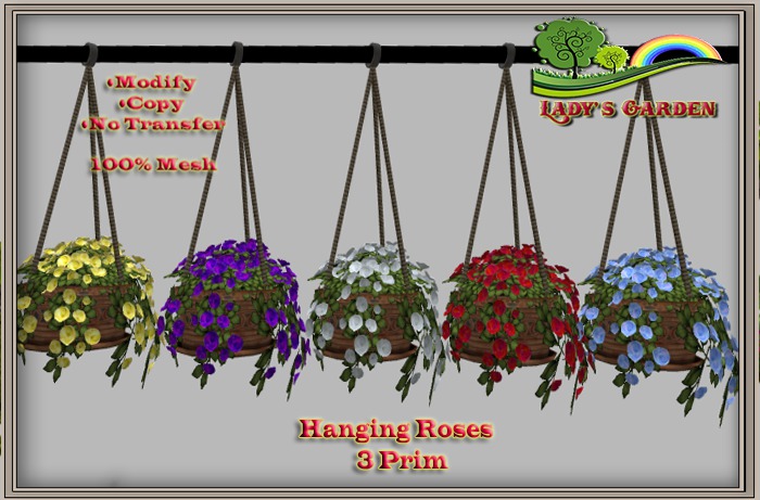 Lady's Garden - Hanging Roses 3 Prim