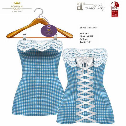Second Life Marketplace - CrissCross BLUE GINGHAM Summer Dress (Boxed)