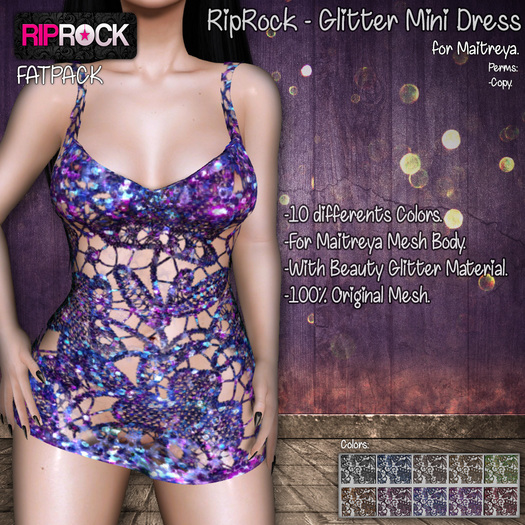 BIG LIMITED OFFER! FATPACK - RipRock - 10 Glitter Lace Mini Dresses For Maitreya