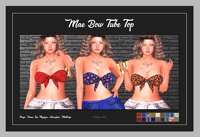 lady mode mae bow tube top<unpack>
