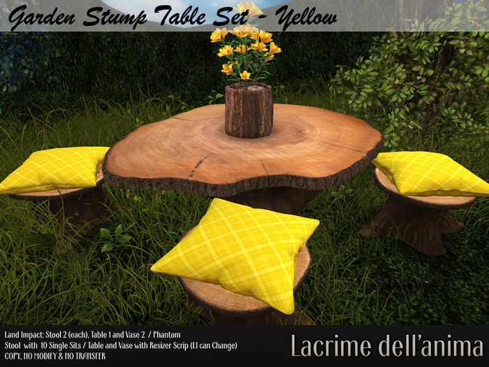 Garden Stump Table Set - Yellow