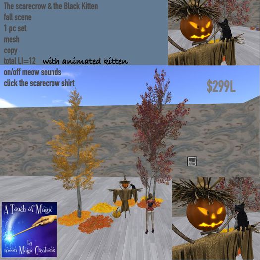 The scarecrow & the Black Kitten Fall scene Crate