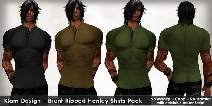 Klam Design - Brent Ribbed Henley Shirts Pack -Promo Week Discount