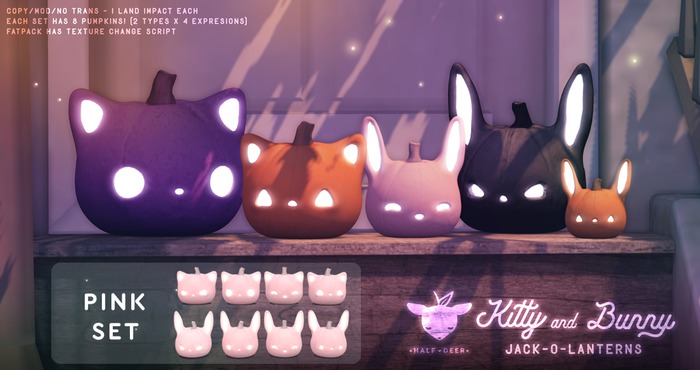 +Half-Deer+ Kitty and Bunny Jack-o-Lantern [Pink]