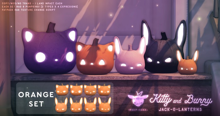 +Half-Deer+ Kitty and Bunny Jack-o-Lantern [Orange]