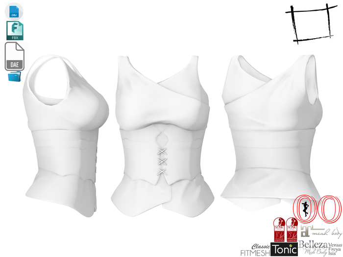 Dae Obj FBX For Women's Sleeveless Medieval Corset Slink, Maitreya, Ocacin Voluptuous, Belleza, Tonic