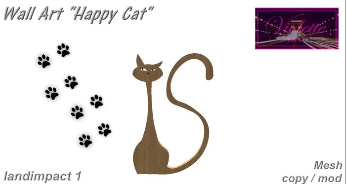 Wall Art Happy Cat mesh 