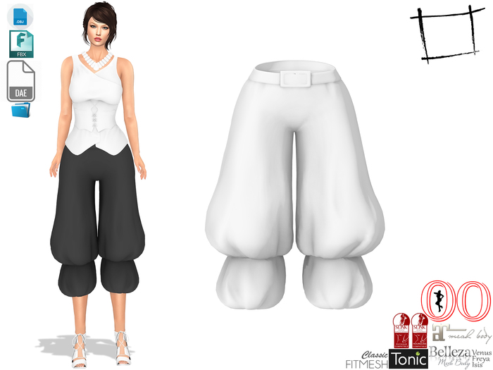  Dae Obj FBX For Women's Puffy Legs Pants Slink, Maitreya, Ocacin Voluptuous, Belleza, Tonic