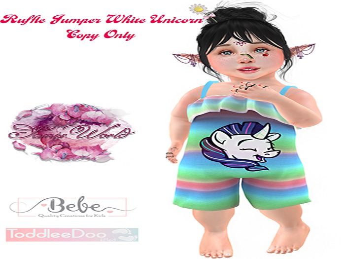 (SW) Ruffle Jumper White Unicorn TDB/BEBE