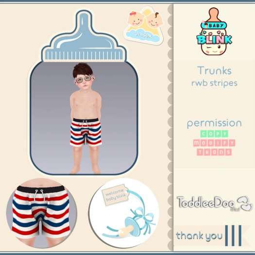 BABY BLINK - RWB Stripes Trunks - TDB