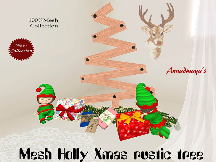 Mesh Holly Xmas rustic tree v. 7