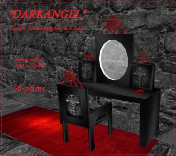 *DARKANGEL*  gothic dressing table & chair red