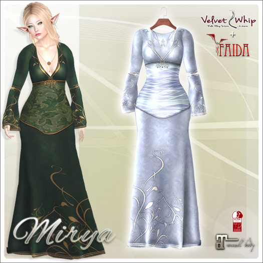 [V/W] + Faida - Mirya Dress Ice - Medieval Fantasy gown, Elven style, for Maitreya Lara & Slink Hourglass - Mesh