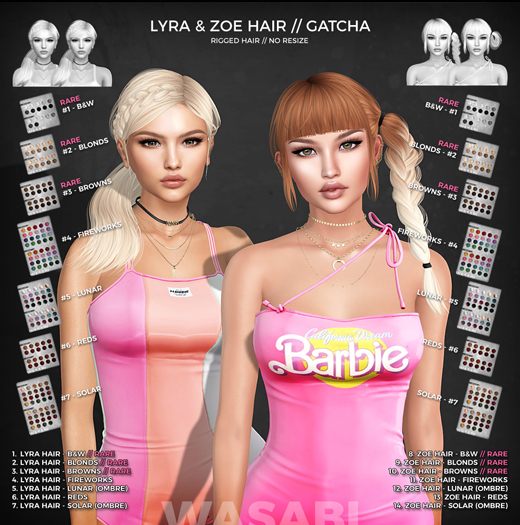 Wasabi // Zoe Mesh Hair - #11 Fireworks