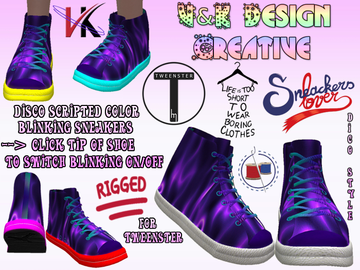 V&K Design Rigged for Tweenster Disco  Color Blinking sneakers