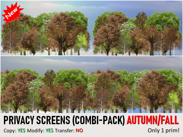 *DQ* PRIVACY SCREENS - COMBI PACK - AUTUMN / FALL + BONUS SKY PLATFORM AND PARCEL SURROUND