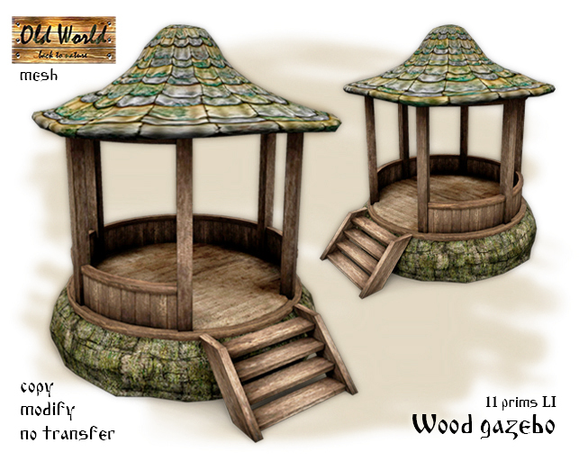 Old World gift - Wood gazebo on stone