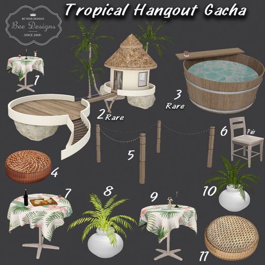 Bee designs Tropical Hideout gacha 3 RARE