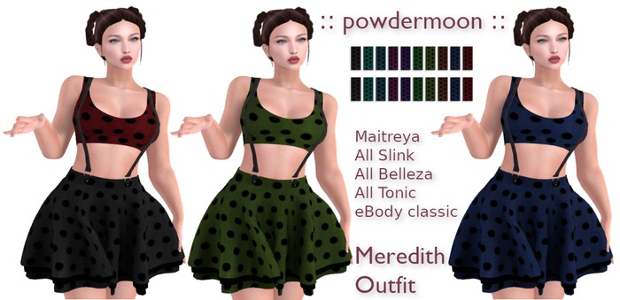 powdermoon - Meredith Top, Skirt & Braces Outfit W/HUD