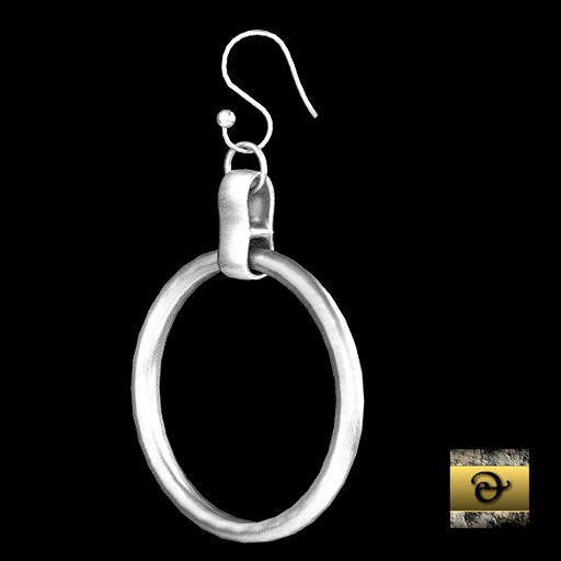 Drop Hoop Earrings Silver  by Metal and Stone