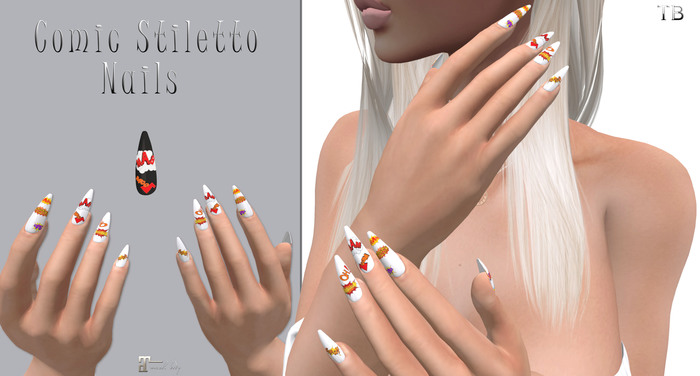 [.Twisted Barbie.] Comic Stiletto Nails (Black)